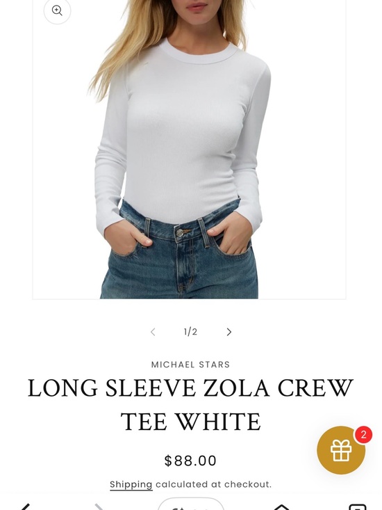 Michael Stars Tops - Michael Stars -  Long Sleeve White Crew Neck Tee, Size: One Size Fits Most